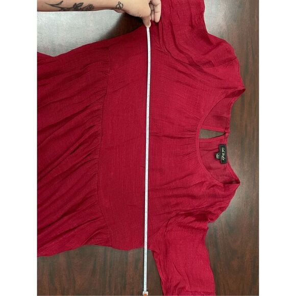 Cal Style Red Long Blouse with 3/4 Sleeve Size Large - Picture 6 of 7